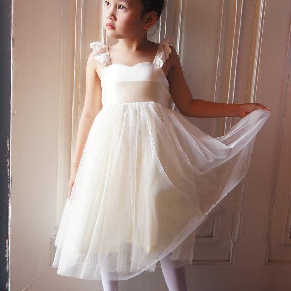 2015 Ivory Flower Girls Dress, Toddler Girl Dress, Baby Girl Dress